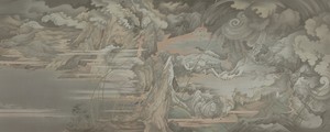 Hao Liang, Day and Night (Part II), 2017–18. Ink and color on silk, in 2 parts, 68 ⅛ × 173 ⅝ inches (173 × 441 cm) © Hao Liang
