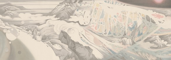 Hao Liang, Streams and Mountains without End, 2017 (detail) Ink and color on silk, 16 ¾ × 395 ¼ inches (42.4 × 1,004 cm)© Hao Liang