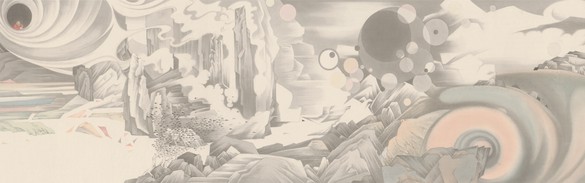 Hao Liang, Streams and Mountains without End, 2017 (detail) Ink and color on silk, 16 ¾ × 395 ¼ inches (42.4 × 1,004 cm)© Hao Liang