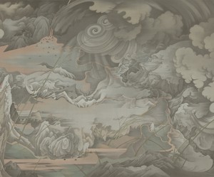 Hao Liang, Day and Night (Part II), 2017–18 (detail). Ink and color on silk, in 2 parts, 68 ⅛ × 173 ⅝ inches (173 × 441 cm) © Hao Liang