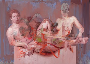 Jenny Saville, Vis and Ramin, 2018. Oil on canvas, 98 ½ × 137 ⅞ inches (250 × 350 cm) © Jenny Saville