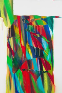 Katharina Grosse, Untitled, 2017. Acrylic on canvas, 114 ¼ × 76 inches (290 × 193 cm) © Katharina Grosse and VG Bild-Kunst Bonn, 2018. Photo: Jens Ziehe