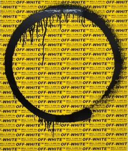 Takashi Murakami and Virgil Abloh, Kyoto Ensō, 2018. Acrylic on canvas mounted on aluminum frame, 55 ½ × 47 ¼ × 2 inches (141 × 120 × 5 cm) ©︎ Virgil Abloh and ©︎ Takashi Murakami