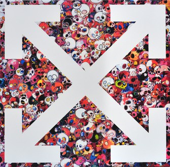 Takashi Murakami and Virgil Abloh, Our Spot 1, 2018 Acrylic on canvas mounted on aluminum frame, 39 ⅜ × 39 ⅜ × 2 inches (100 × 100 × 5 cm)©︎ Virgil Abloh and ©︎ Takashi Murakami
