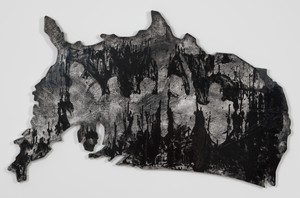Nate Lowman, Up Stream, 2018. Latex and alkyd on canvas, 47 × 79 inches (119.4 × 200.7 cm) © Nate Lowman