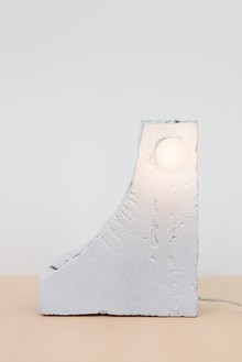 Piero Golia, Intermission Lamp Prototype #6, 2015–18 EPS foam, hard coat, pigment, brass, light bulb, electrical wire, and socket, 15 ¼ × 6 ½ × 12 ¾ inches (38.7 × 16.5 × 32.4 cm)© Piero Golia. Photo: Joshua White