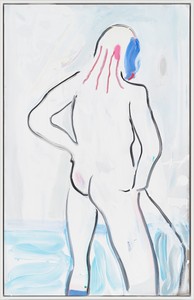 Spencer Sweeney, Rouge, Bather, 2018. Acrylic, oil, and oil stick on linen, 66 × 42 inches (167.6 × 106.7 cm) © Spencer Sweeney. Photo: Rob McKeever