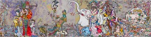 Takashi Murakami, One encounters a multitude of hardships and disasters along the way to the netherworld, yet this process allows one to take the proper form of a human being and thus attain Buddhahood, 2018. Acrylic on canvas mounted on aluminum frame, 78 ¾ × 315 inches (200 × 800 cm) © 2018 Takashi Murakami/Kaikai Kiki Co., Ltd. All rights reserved