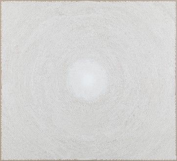 Y.Z. Kami, White Dome I, 2014 Block ink and acrylic on linen, 90 × 99 inches (228.6 × 251.5 cm)© Y.Z. Kami. Photo: Rob McKeever