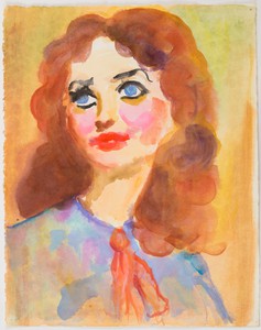 John Currin, Untitled, 1995. Watercolor on paper, 14 × 11 inches (35.6 × 27.9 cm) © John Currin