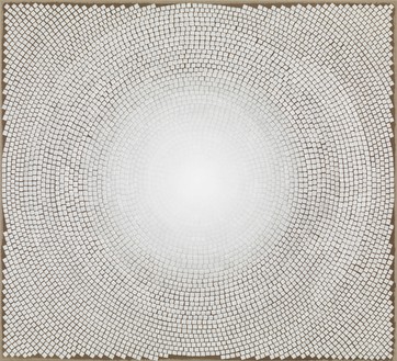 Y.Z. Kami, White Dome VI, 2012–13 Dye and acrylic on linen, 30 × 33 inches (76.2 × 83.8 cm)© Y.Z. Kami