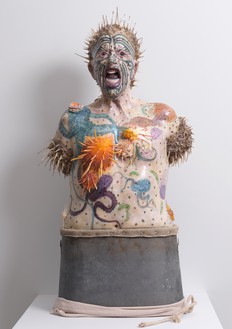 Mark Prent, Icthymorph Redux, 2017 Mixed media, polyester resin, and fiberglass, 37 × 19 × 11 inches (94 × 48.3 × 27.9 cm)© Mark Prent. Photo: Rob McKeever