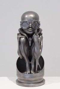 H. R. Giger, Birth Machine Baby, 1998. Aluminum, 20 ⅞ × 8 ¾ × 8 ¾ inches (53 × 22 × 22 cm), edition of 23 + 5 AP © H. R. Giger Museum, Gruyères, Switzerland. Photo: Rob McKeever