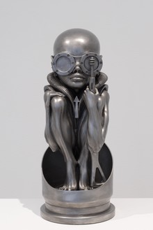 H. R. Giger, Birth Machine Baby, 1998 Aluminum, 20 ⅞ × 8 ¾ × 8 ¾ inches (53 × 22 × 22 cm), edition of 23 + 5 AP© H. R. Giger Museum, Gruyères, Switzerland. Photo: Rob McKeever