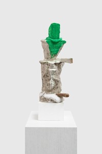Cy Twombly, Untitled, 2002. Plaster, wood, paint, acrylic, and sand, 25 ⅝ × 9 ⅝ × 8 ¼ inches (65 × 24.5 × 20.8 cm) © Cy Twombly Foundation
