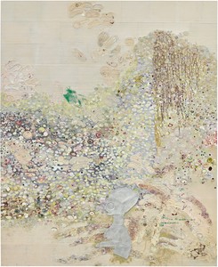 Ellen Gallagher, Ecstatic Draught of Fishes, 2019. Oil, ink, gold leaf, and paper on canvas, 97 ⅝ × 79 ½ inches (248 × 201.9 cm) © Ellen Gallagher. Photo: Thomas Lannes