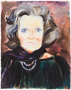 John Currin, Untitled, 1991. Watercolor on paper, 15 × 11 ¾ inches (38.1 × 29.8 cm) © John Currin