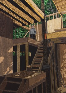 Jonas Wood, Young Architect, 2019. Oil and acrylic on canvas, 110 × 78 inches (279.4 × 198.1 cm) © Jonas Wood. Photo: Marten Elder