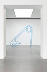 Sculpture of a blue safety pin by Michael Craig-Martin