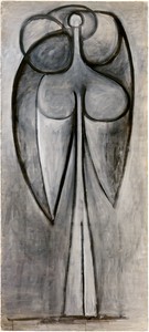 Pablo Picasso, La femme-fleur (Françoise Gilot), 1946. Oil on canvas, 68 ½ × 26 inches (174 × 66 cm) © 2019 Estate of Pablo Picasso/Artists Rights Society (ARS), New York