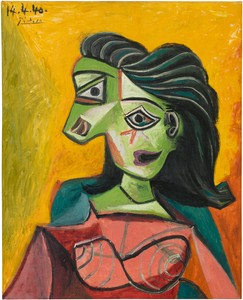 Pablo Picasso, Buste de femme (Dora Maar), 1940. Oil on canvas, 29 ⅛ × 23 ⅝ inches (74 × 60 cm) © 2019 Estate of Pablo Picasso/Artist Rights Society (ARS), New York