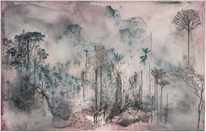 Tatiana Trouvé, August, 2019, from the series The Great Atlas of Disorientation, 2018–. Ink, bleach, and pencil on paper mounted on canvas, 60 ¼ × 94 ½ inches (153 × 240 cm) © Tatiana Trouvé. Photo: Florian Kleinefenn