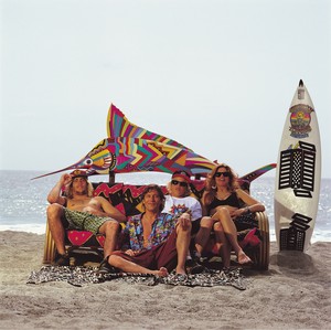 Herbie, Dibi, Christian, and Nathan, Cottons, San Onofre State Beach, California, 1989. Photo: Art Brewer, courtesy Fletcher Family Archive