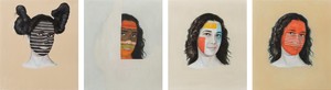 Adriana Varejão, Kindred Spirits - Stella, Rothko, Smith, Judd, 2015. Oil on canvas, in 4 parts, each: 20 ½ × 18 inches (52 × 45.5 cm) © Adriana Varejão