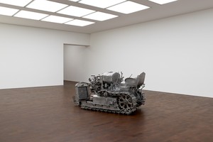 Installation view with Charles Ray, Tractor (2004). Artwork © Charles Ray, courtesy Matthew Marks Gallery