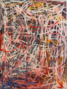 Emily Kame Kngwarreye, Yam Dreaming, 1996. Synthetic polymer on linen, 48 × 36 ¼ inches (122 × 92 cm) © Emily Kame Kngwarreye/Copyright Agency. Licensed by Artists Rights Society (ARS), New York, 2020