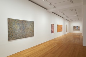 Installation view. Artwork, left to right: © Emily Kame Kngwarreye/Copyright Agency. Licensed by Artists Rights Society (ARS), New York, 2020; © Yukultji Napangati/Copyright Agency. Licensed by Artists Rights Society (ARS), New York, 2020; © Bill Whiskey Tjapaltjarri