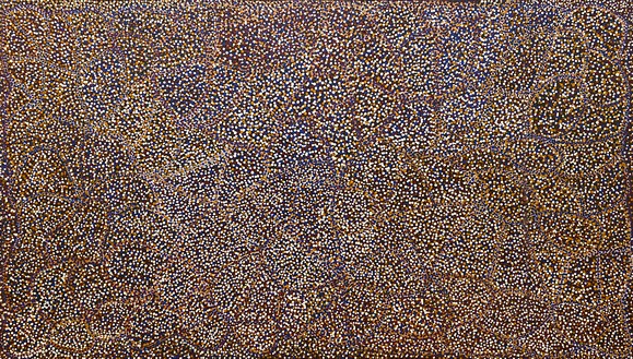 Emily Kame Kngwarreye, Anooralya–My Story, 1991 Synthetic polymer on linen, 47 ⅞ × 83 ⅞ inches (121.5 × 213 cm)© Emily Kame Kngwarreye/Copyright Agency. Licensed by Artists Rights Society (ARS), New York, 2020