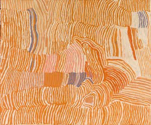 Makinti Napanangka, Untitled - Lupulnga, 2002. Synthetic polymer paint on linen, 60 ⅜ × 72 ¼ inches (153.2 × 183.4 cm) © Makinti Napanangka/Copyright Agency. Licensed by Artists Rights Society (ARS), New York, 2020