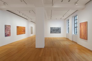 Installation view. Artwork, left to right: © Emily Kame Kngwarreye/Copyright Agency. Licensed by Artists Rights Society (ARS), New York, 2020; © Yukultji Napangati/Copyright Agency. Licensed by Artists Rights Society (ARS), New York, 2020; © Emily Kame Kngwarreye/Copyright Agency. Licensed by Artists Rights Society (ARS), New York, 2020