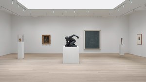 Installation view. Artwork, left to right: Medardo Rosso; Paul Cezanne; Auguste Rodin, © Cy Twombly Foundation; © 2020 Brice Marden/Artists Rights Society (ARS), New York. Photo: Rob McKeever