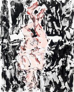 Georg Baselitz, auf der Eisbahn (On the Ice Rink), 2019. Oil on canvas, 98 ½ × 78 ¾ inches (250 × 200 cm) © Georg Baselitz 2019. Photo: Jochen Littkemann