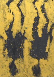 Georg Baselitz, Schwarz mit Ölfleck (Black with oil stain), 2019. Oil and painter’s gold varnish on canvas, 118 1⁄8 × 83 1⁄2 inches (300 × 212 cm) © Georg Baselitz 2019. Photo: Jochen Littkemann