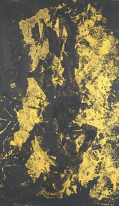 Georg Baselitz, Schatten ist nicht drin (Shadow doesn’t come into it), 2019. Oil and painter’s gold varnish on canvas, 118 1⁄8 × 68 1⁄2 inches (300 × 174 cm) © Georg Baselitz 2019. Photo: Jochen Littkemann