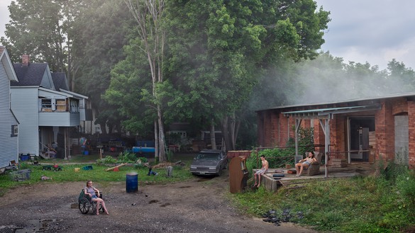 Gregory Crewdson, The Warehouse, 2018–19 Digital pigment print, image: 50 × 88 ⅞ inches (127 × 225.7 cm), framed: 57 × 96 × 2 inches (144.8 × 243.8 × 5.1 cm), edition of 4 + 2 AP© Gregory Crewdson