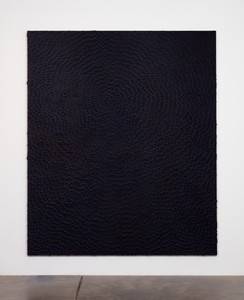 Jennifer Guidi, My Thoughts Emerge from a Mingling of Light and Darkness (Crown), 2019. Sand, acrylic, and oil on linen, 116 × 98 inches (294.6 × 248.9 cm) © Jennifer Guidi
