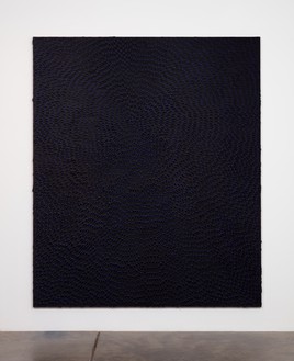 Jennifer Guidi, My Thoughts Emerge from a Mingling of Light and Darkness (Crown), 2019 Sand, acrylic, and oil on linen, 116 × 98 inches (294.6 × 248.9 cm)© Jennifer Guidi