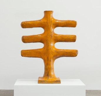 John Mason, Orange Cross, 1963 Glazed stoneware, 64 × 49 × 16 inches (162.6 × 124.5 × 40.6 cm)© 1963 Estate of John Mason. All rights reserved
