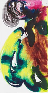 Katharina Grosse, Untitled, 2019. Acrylic on canvas, 149 ⅝ × 78 ¾ inches (380 × 200 cm) © Katharina Grosse and VG Bild-Kunst, Bonn, Germany 2020. Photo: Jens Ziehe