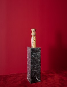 Piero Golia, Still Life (Ikebana), 2020. Wood, mushrooms, and marble, dimensions variable © Piero Golia. Photo: Lucy Dawkins