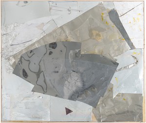 Rudolf Polanszky, Reconstructions / Translinear Fragments, 2020. Aluminum, resin, silicone, cardboard, mirrored foil, acrylic glass, pigment, and acrylic on canvas, in artist’s frame, 51 ⅝ × 61 ¼ inches (131.1 × 155.6 cm) © Rudolf Polanszky. Photo: Jorit Aust