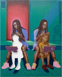 Titus Kaphar, Braiding possibility, 2020. Oil on canvas, 83 ¾ × 68 inches (212.7 × 172.7 cm) © Titus Kaphar