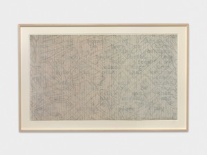 Arakawa, Study for “Blank” No. 2, 1981. Acrylic, graphite, and tape on vellum and lithograph, 37 ¾ × 65 inches (95.9 × 165.1 cm) © 2021 Estate of Madeline Gins. Reproduced with permission of the Estate of Madeline Gins. Photo: Annik Wetter