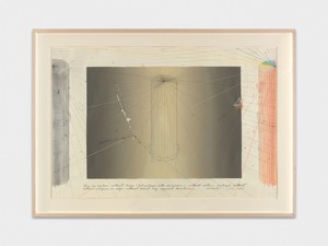 Arakawa, Sketches for “An Anatomy of the Signified or If...” (Part 1 and 2) No. 5, 1974–75. Acrylic, watercolor, graphite, pastel, colored pencil, lithograph. and plastic on paper, 40 × 60 inches (101.6 × 152.4 cm) © 2021 Estate of Madeline Gins. Reproduced with permission of the Estate of Madeline Gins. Photo: Annik Wetter