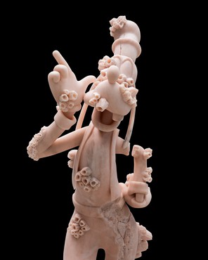 Sculpture of Goofy in pink marble by Damien Hirst