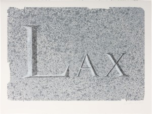 Ed Ruscha, LAX (Dedicated to Los Angeles International Airport), 2021. Acrylic and pencil on museum board, 15 × 20 inches (38.1 × 50.8 cm) © Ed Ruscha
